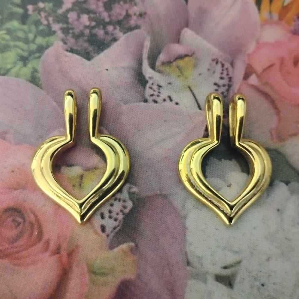 ❤️Lot 2 NOLAN MILLER Signed Gold Heart Charm Pendant for Necklace